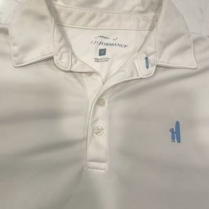 Johnnie-O Mens White Medium Polyester Polo. Pre Owned, Great Condition.